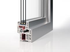 Profilquerschnitt Kunststoff-Aluminium-Fenster PaXplus 4 Alublend